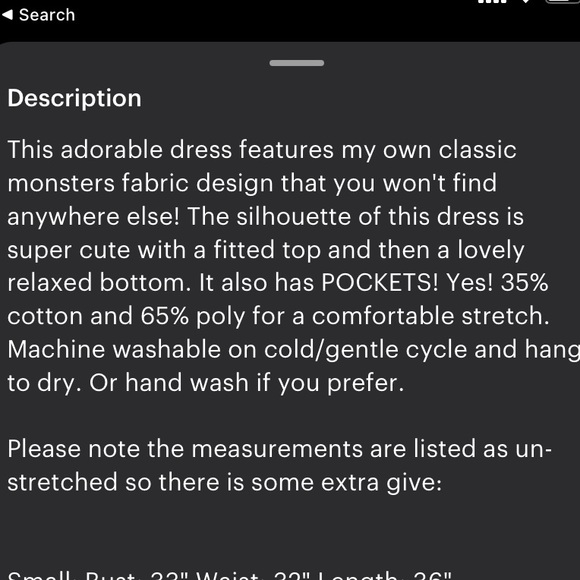 Monsters Babydoll Dress 4X - Picture 3 of 3